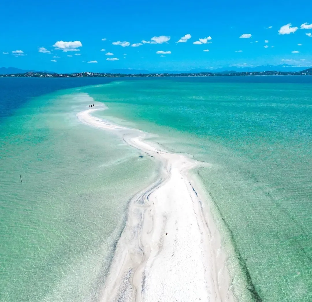 Vista aérea do banco de areia do Caminho de Moisés até a Arubinha